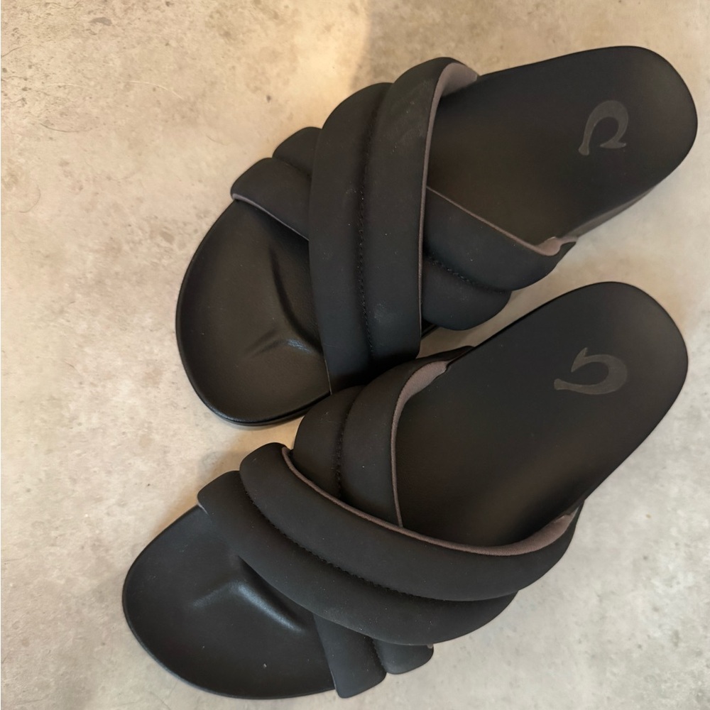 Olukai Hila Women's Slide Beach Sandals size 8- like new- black